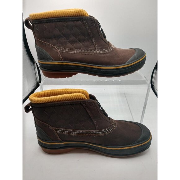 Clarks Womens Muck Outdoor Quilted Ankle Boots Brown & Yellow Size 6.5M - Picture 2 of 6